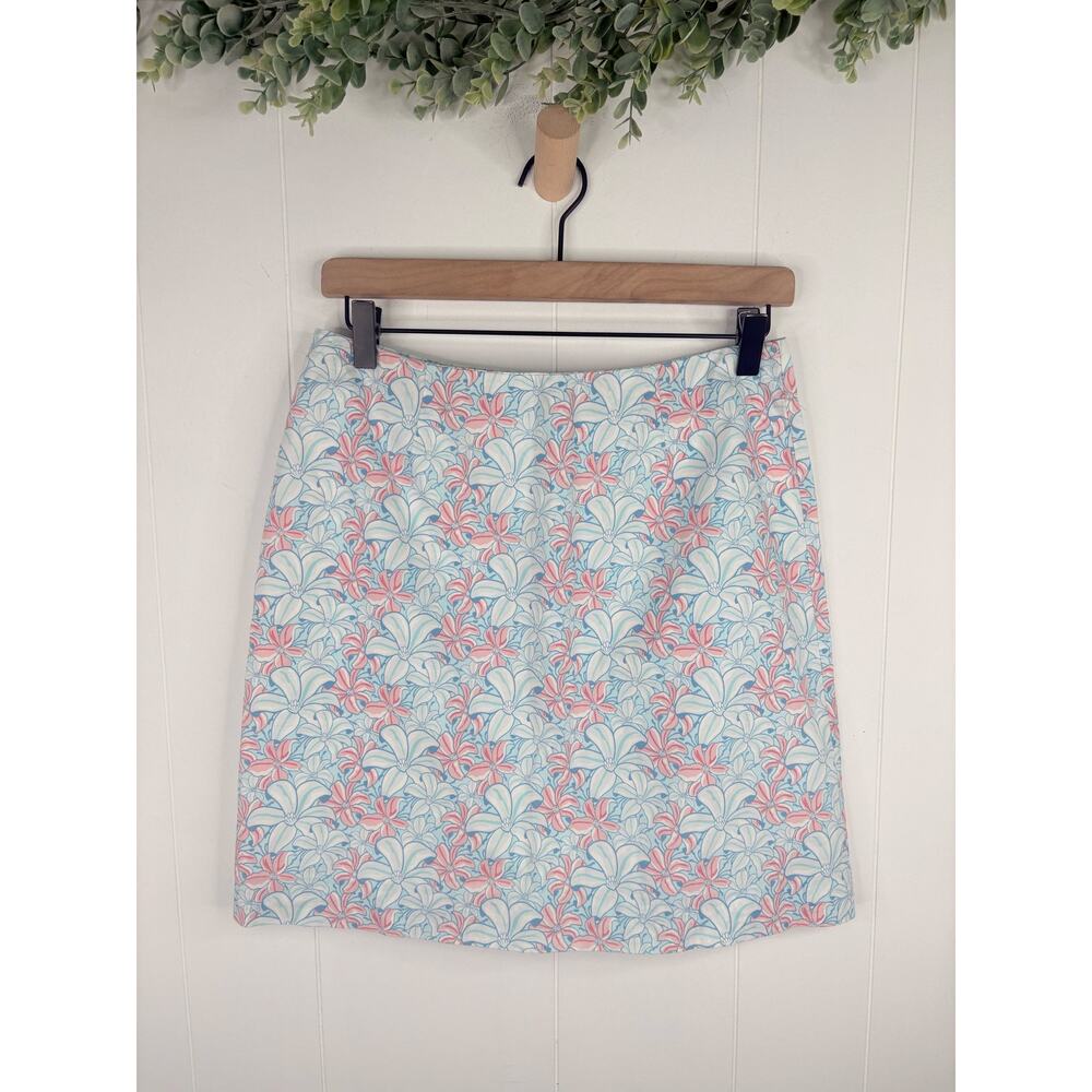 Vineyard Vines Tropical Floral Mini Pencil Skirt Size 2 Blue Summer Vacation